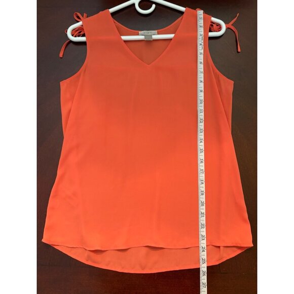 Ann Taylor LOFT Sleeveless V-Neck Tie Shoulder Top in Coral/Orange Size XS - Picture 11 of 11